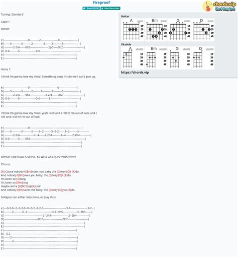 One Direction Fireproof Guitar Chords