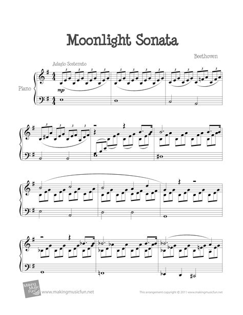 Moonlight Sonata Piano Sheet Music Pdf / Beethoven Moonlight Sonata 1st Mvt Sheet Music For ...