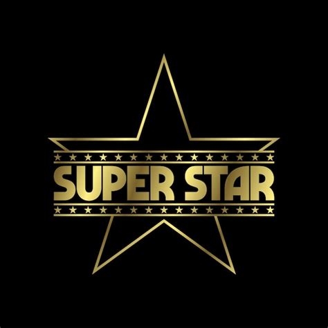 Golden super star text logo sign symbol super star ilustración ...