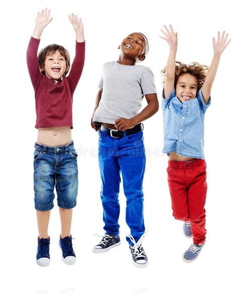 Students, Jumping and Portrait of Children in Studio for Diversity ...