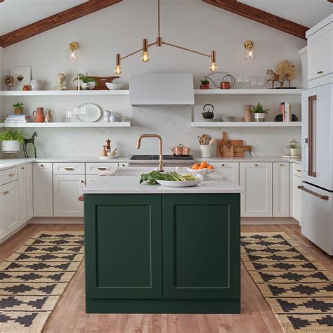 White and Green Kitchen with Bronze hardware on Matte White GE ...