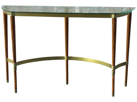 Brass & Wood Glasstop Console Table on Chairish.com | Wood glass ...
