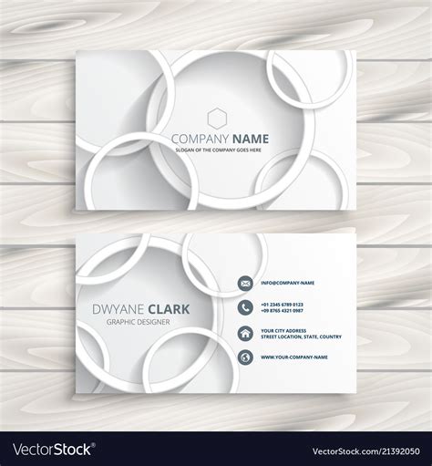 White business card with 3d circles design Vector Image