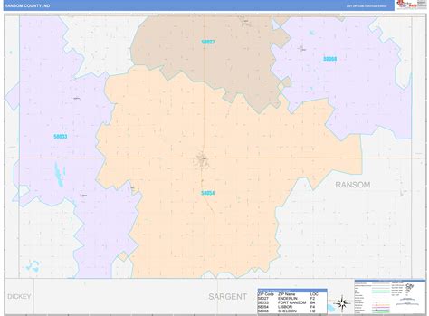 Ransom County, ND Wall Map Color Cast Style by MarketMAPS - MapSales.com