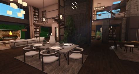 Warm Modern Dining Room on Bloxburg | Warm modern, Modern mansion ...