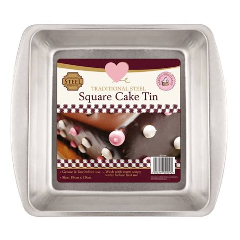 Traditional Steel Square Cake Tin 19cm x 19cm - Melon Mart