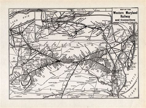 1937 Antique Western Maryland Railway Map Maryland Railroad Map ...