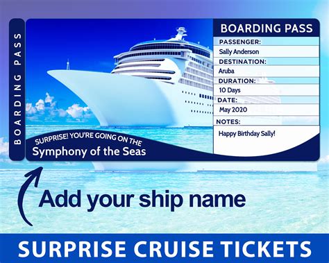 Royal Caribbean Cruise Printable Ticket Boarding Pass Surprise Vacation ...