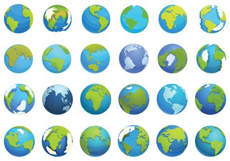 Globe icons set cartoon vector. Earth map 16227437 Vector Art at Vecteezy