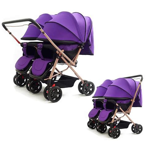 Convertible Push Handle Twins Double Baby Stroller Can Sit Lie ...