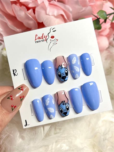 Disney Stitch Stick on Nails, Disney Nails, Disney Press on Nails, Lilo and Stitch Inspired ...