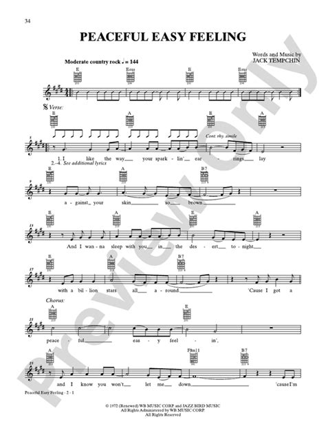 Peaceful Easy Feeling: Guitar: Eagles - Digital Sheet Music Download