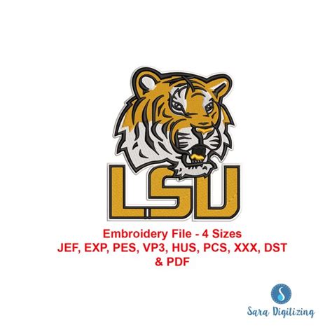 LSU Tiger Machine Embroidery Design Sports Logo Louisiana | Etsy