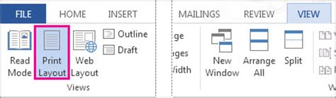 Find Print Layout view - Word