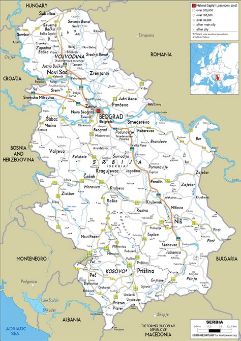 Large size Road Map of Serbia - Worldometer