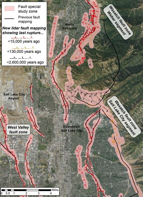 Utah Geological Survey study indicates earthquake rupture risk in Northern Utah; Shows 288 miles ...