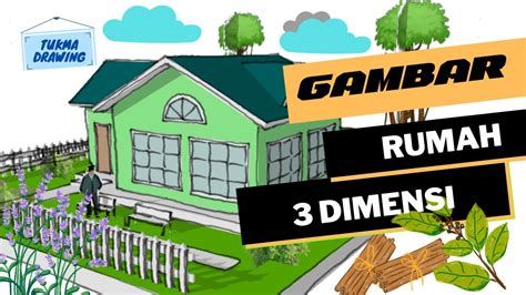 cara menggambar rumah 3 dimensi gambar rumah unik - YouTube