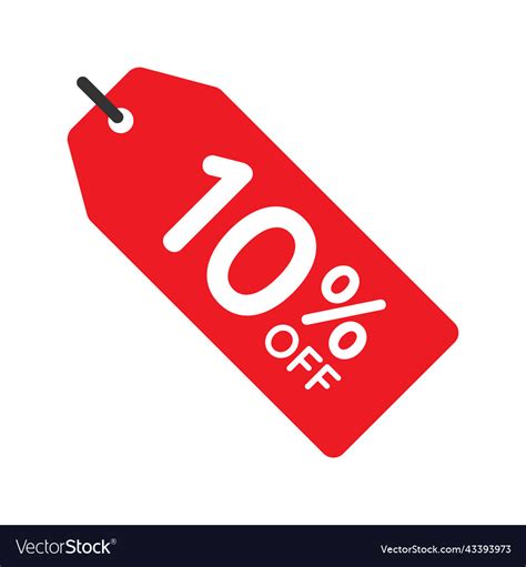 10 percent off tag icon on white background Vector Image