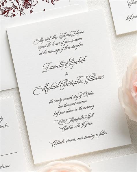 Classic All-Script Letterpress Wedding Invitations | Shine Wedding Invitations