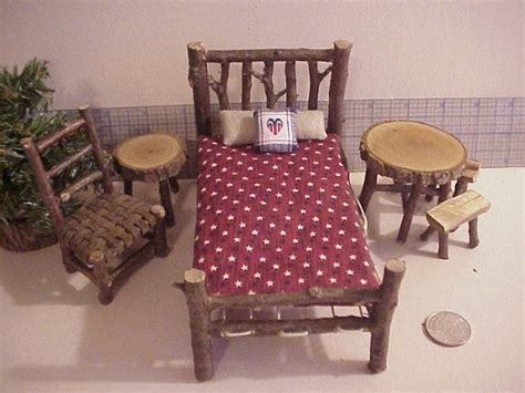 Rustic Miniature Dollhouse Furniture Set Log by RusticMiniatures