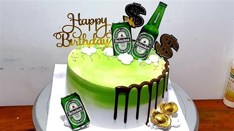 Heineken beer bottle decorating cake - YouTube