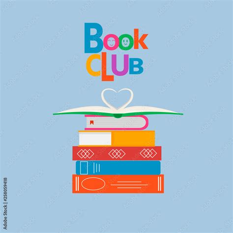 Book club logo template design for promo, flyer, cover, and posters. Vector illustration Stock ...