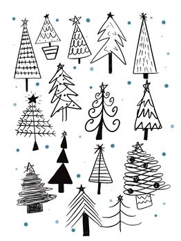 Holiday/winter tree clip art/doodles by Danielle Bergeron | TPT