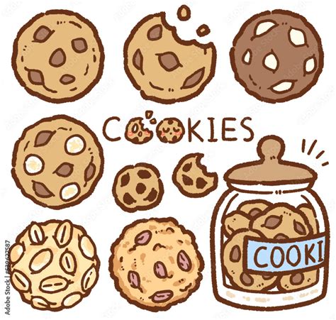 cookie cartoon drawing set Stock Vector | Adobe Stock