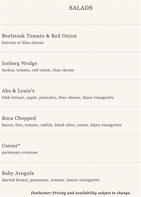 Abe & Louie's Boca Raton, FL Menu (Updated: July 2024)