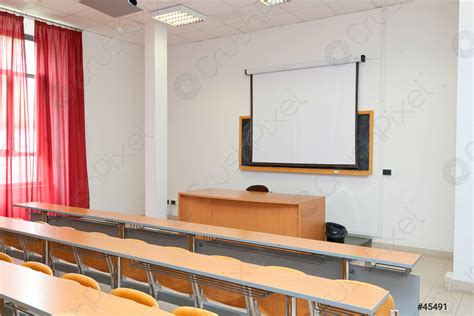 Empty classroom with chairs, desks and chalkboard - stock photo 45491 | Crushpixel