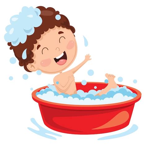 Ilustración del niño que tiene baño | Vector Premium