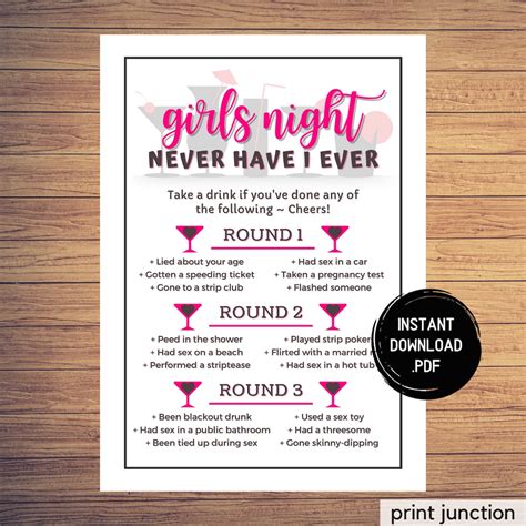 Girls Night Games Never Have I Ever Drinking Game Ladies | Etsy