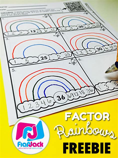 Factor Rainbows Worksheet | Classroom Freebies | Bloglovin’