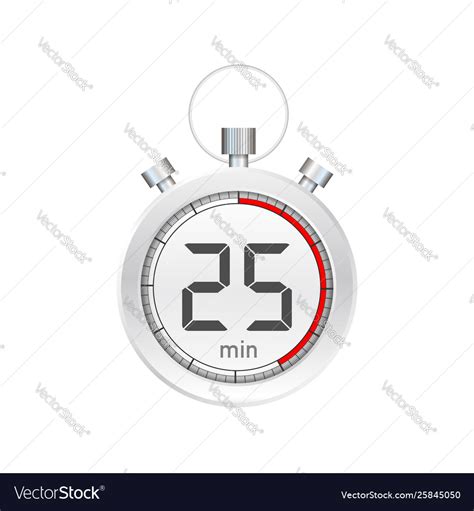 25 minutes stopwatch icon Royalty Free Vector Image