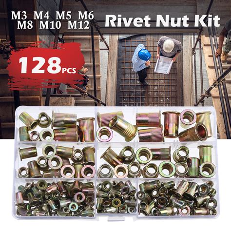 128Pcs Rivnut Rivet Nut Kit Round Head M3 M4 M5 M6 M8 M10 M12 Kit Set ABS Case – Alexnld.com