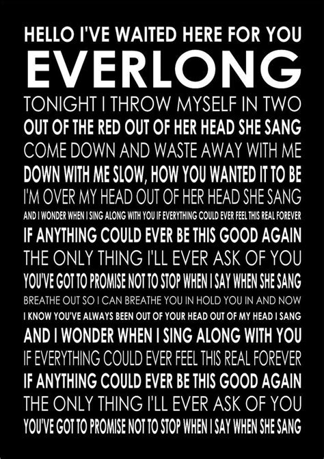 Everlong Foo Fighters Poster Canvas Wall Art Typography Song Lyrics ...