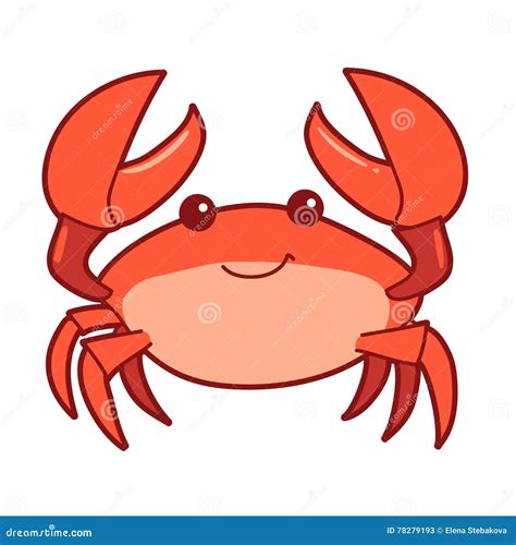 Cute cartoon smiling crab stock vector. Illustration of shellfish ...