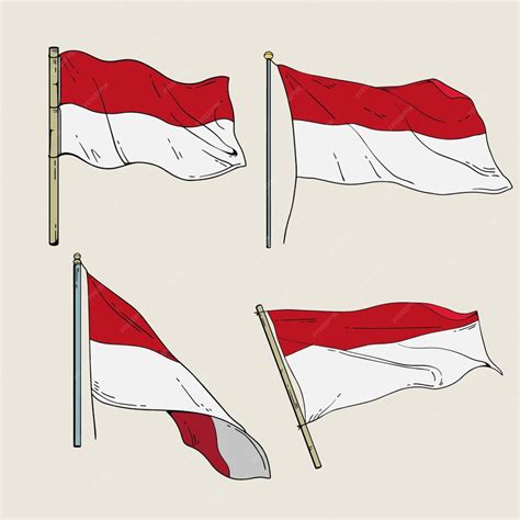 Premium Vector | Drawing hand drawn indonesia flag