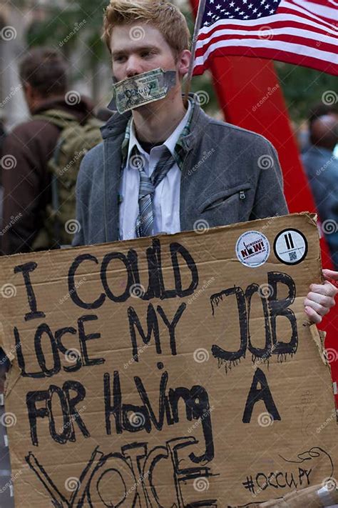 Young Man with Protest Sign at Occupy Wall Street Editorial Photo ...