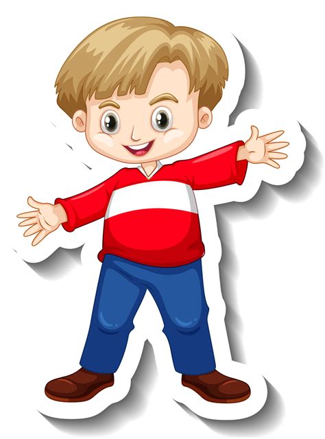 A sticker template with a cute boy cartoon character 2697711 Vector Art ...