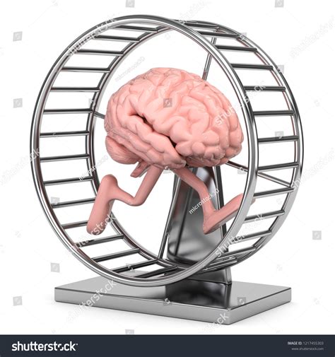 3d Illustration Brain Hamster Wheel Stock Illustration 1217455303