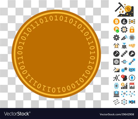 Digital coin template icon with bonus Royalty Free Vector