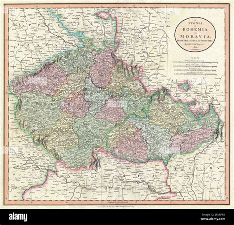 Vintage copper engraved map of Bohemia and Moravia from 19th century ...