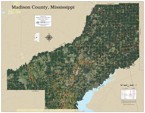 Madison County Mississippi 2020 Aerial Wall Map | Mapping Solutions