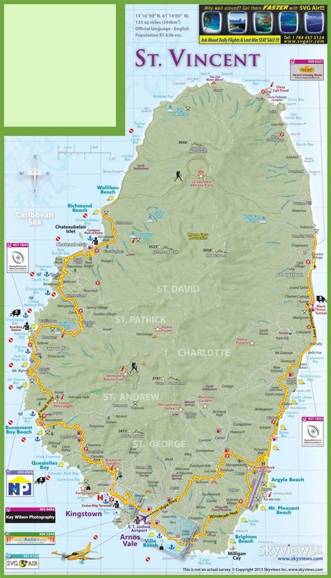 Large detailed tourist map of Saint Vincent island - Ontheworldmap.com