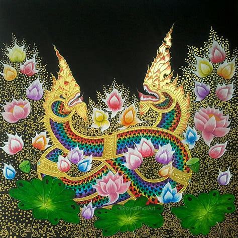 Elegant Naga Snake Painitng for Sale Online l Royal Thai Art