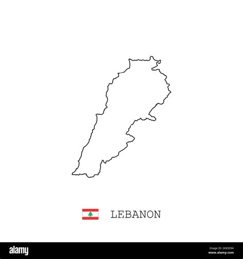 Lebanon vector map outline, line, linear. Lebanon black map on white ...