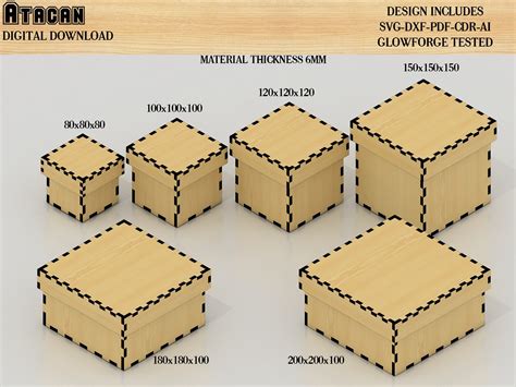 Box Laser Cut Files / Wood Templates Graphic by atacanwoodbox ...