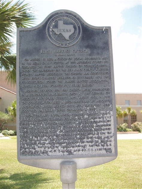 First Baptist Church of Corpus Christi - TEXAS HISTORICAL MARKERS