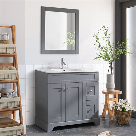 Walcut 36 Inch Bathroom Vanity with Sink, Gray Bathroom Vanities Modern ...